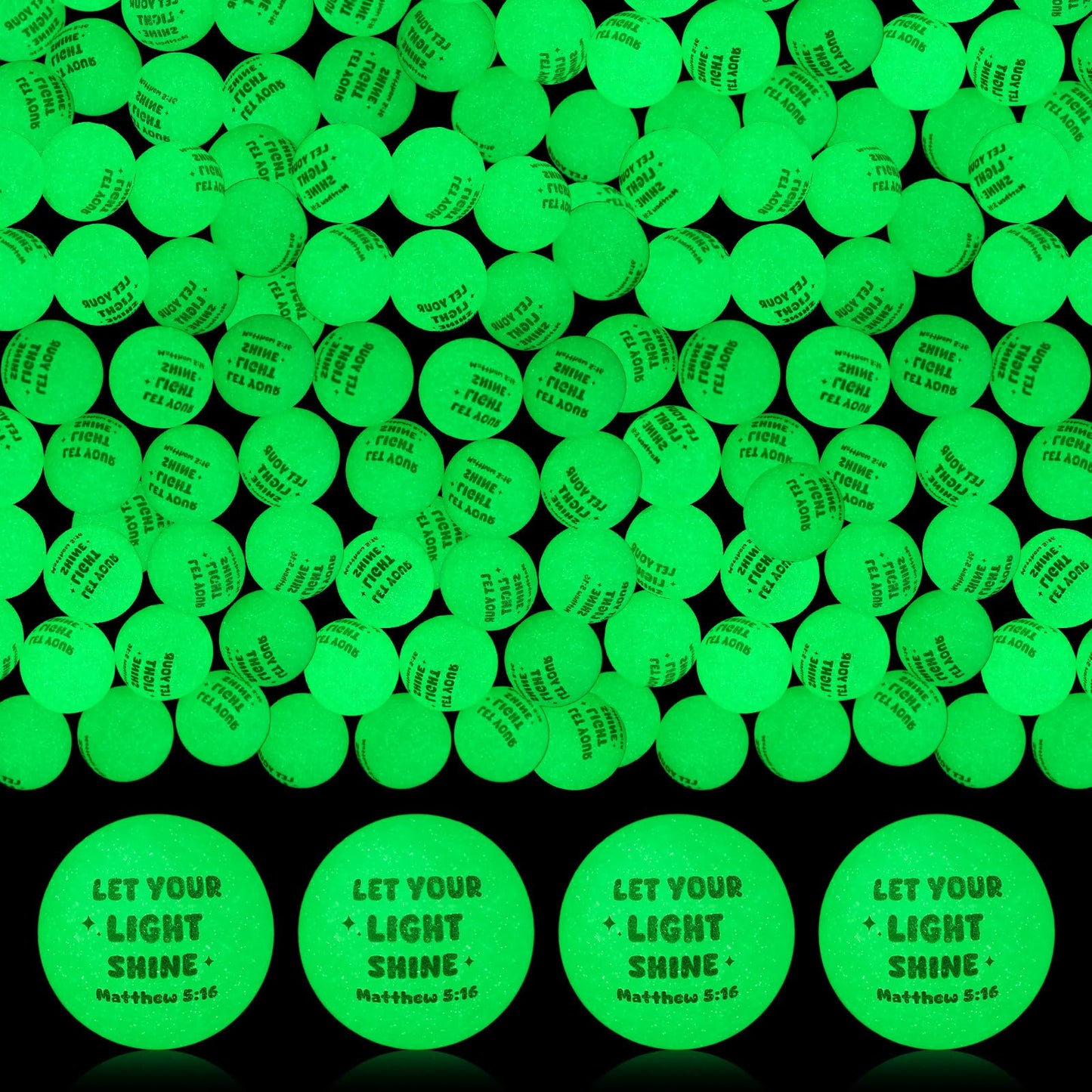 Seenelling 120 Pcs Christian Glow in The Dark Bouncy Balls Easter Jesus Bible Verse Rubber High Bouncing Balls Christian Party F