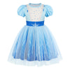 Benylion Princess Dress for Girls Princess Dresses Party Wear Puff Sleeve Tulle Dress for 7-8 Years,Paleblue