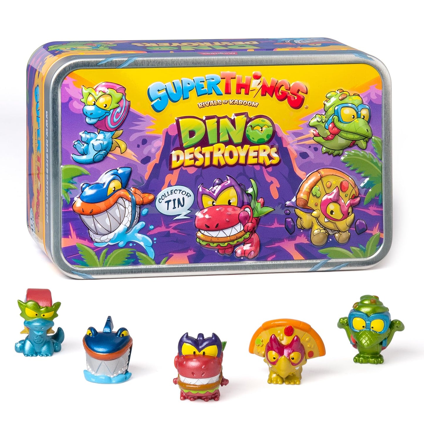 Superthings Tin Dino Destroyers - Tin With 5 Superthings Exclusive Dinosaurs With Metallic Effect