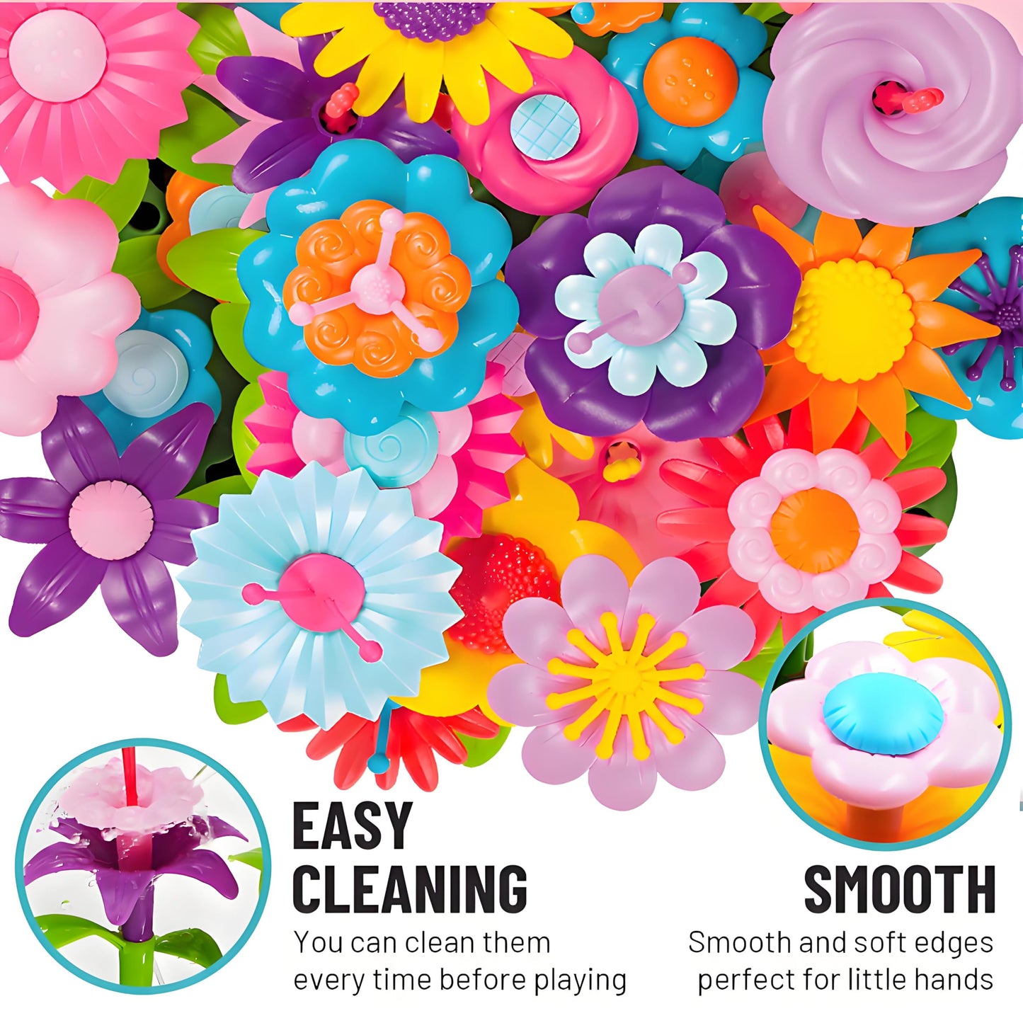 FUNZBO 99pcs Flower Garden Building Toys Set -Spring Toys for 3 4 5 6 7 8 9 Years Old Girls, STEM Montessori Educational Toys fo