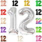 Giant, Silver 12 Balloon Number Foil - 40 Inch | 12 Birthday Balloon For 12Th Birthday Decorations For Girls | Number 12 Balloon, 12 Birthday Decorations Boy | 12 Year Old Birthday Party Decorations