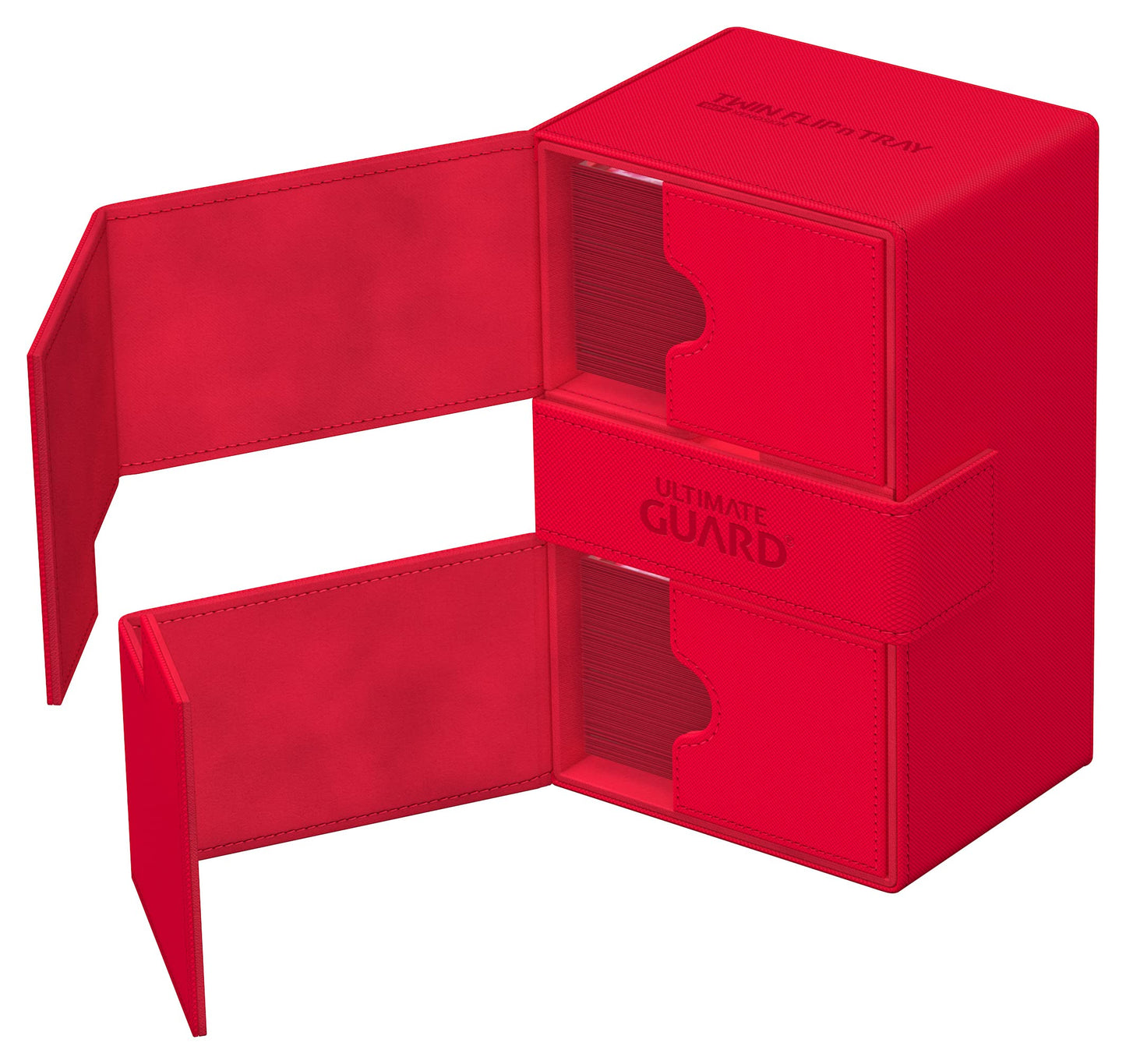 Ultimate Guard Twin Flip'N'Tray 160+, Deck Case For 160 Double-Sleeved Tcg Cards + Dice Tray, Red, Independent Magnetic Closure
