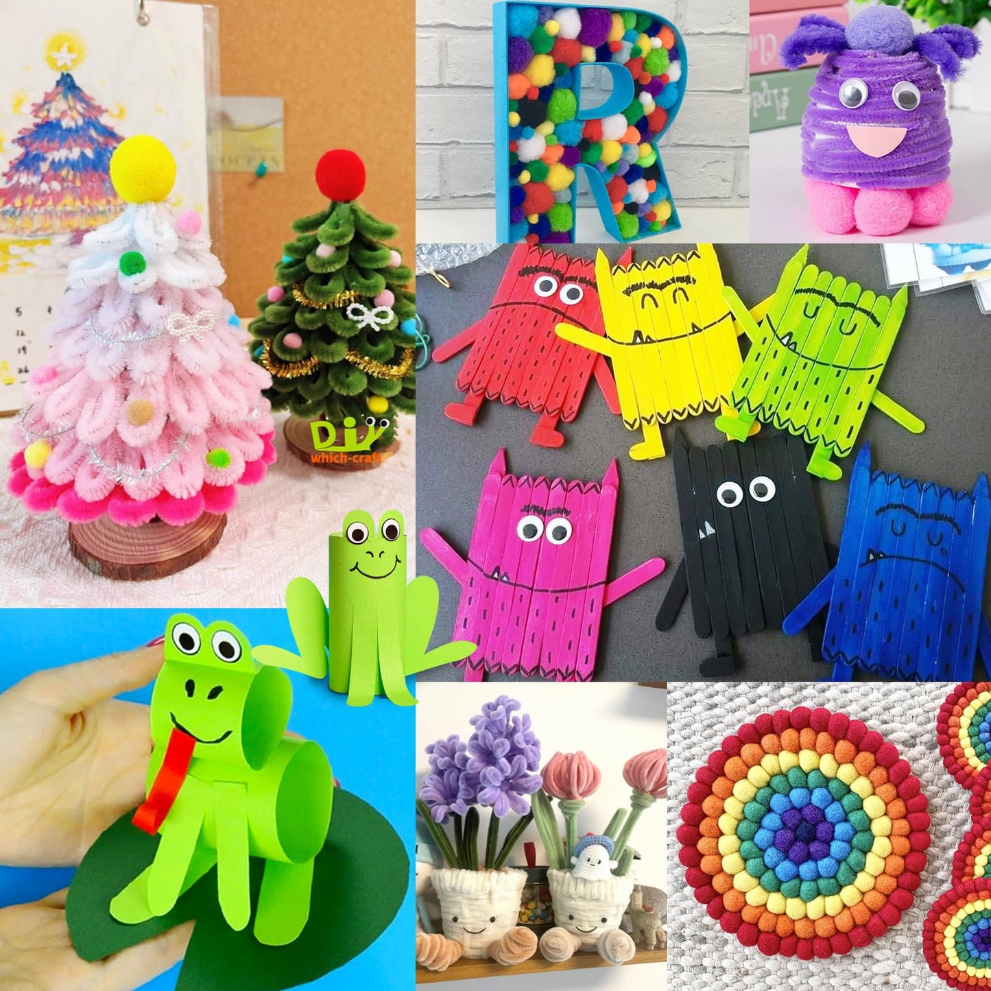 FUNZBO Arts and Crafts Supplies for Kids - Kids Crafts for Kids Ages 4-8 with Construction Paper, Pom Poms, Googly Eyes & Pony B