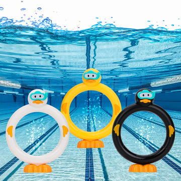 Doadw Diving Pool Toys Underwater Swimming Ring Duck Diving Ring, 3 Pack