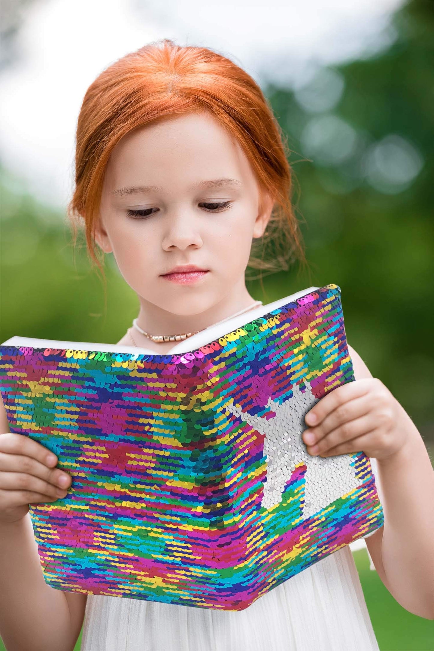 GINMLYDA Sequin Girls Journal for Kids  8.5x5.5 Inches 160 Lined Pages Diary for Girls Unicorn Reversible Flip Sequence Notebook for Teenage Pre School Writing Drawing Travel Gifts(Rainbow-Sliver)