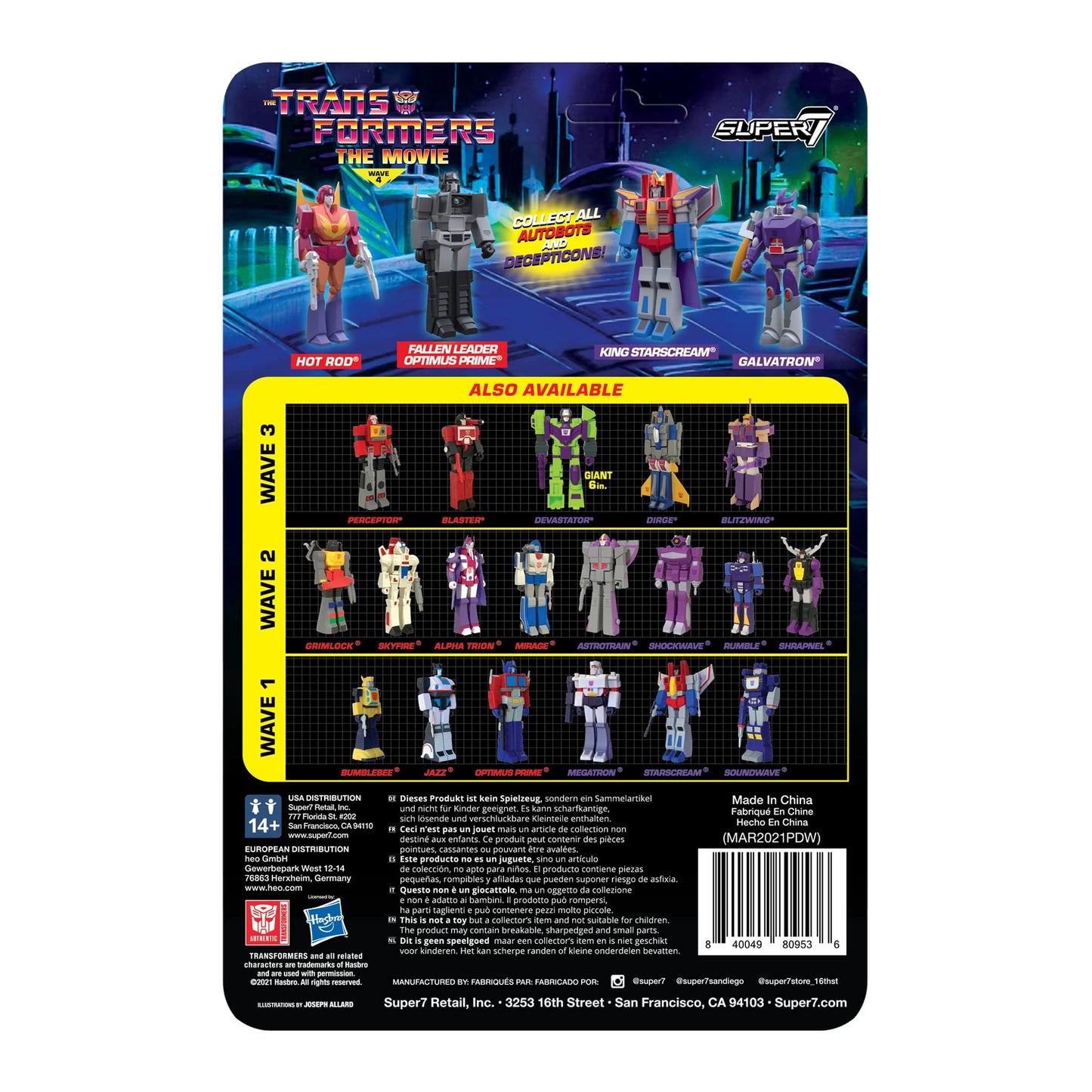 Super7 Transformers Fallen Leader Optimus Prime 3.75 In Reaction Figure