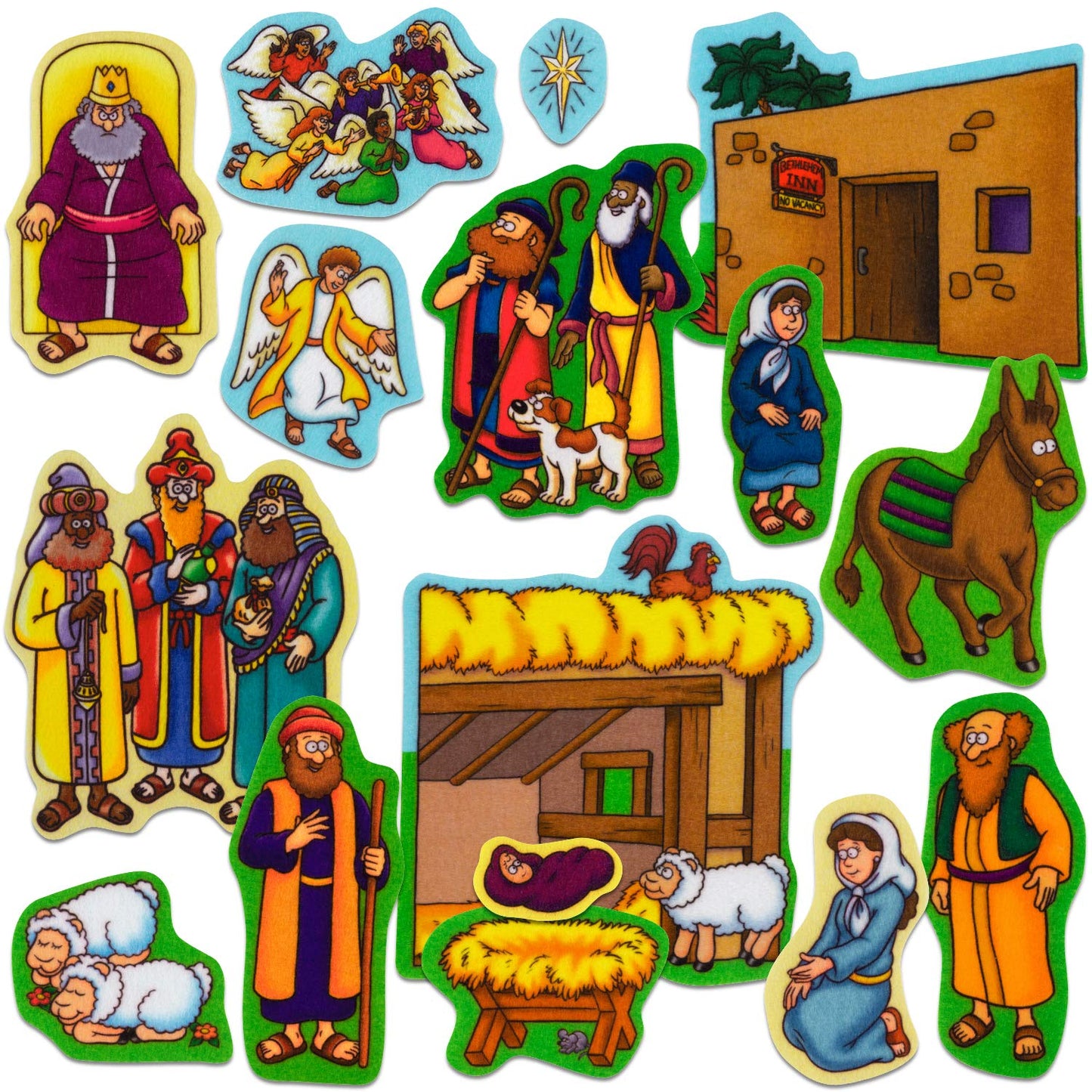 Little Folk Visuals Beginners Bible: Baby Jesus Precut Flannel/Felt Board Figures, 16 Pieces Set