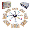 Gonoelec Double 12 Mexican Train Dominoes Set - 91 Color Dot Tiles, 8 Wooden Trays, 9 Train Markers, Classic Family Game