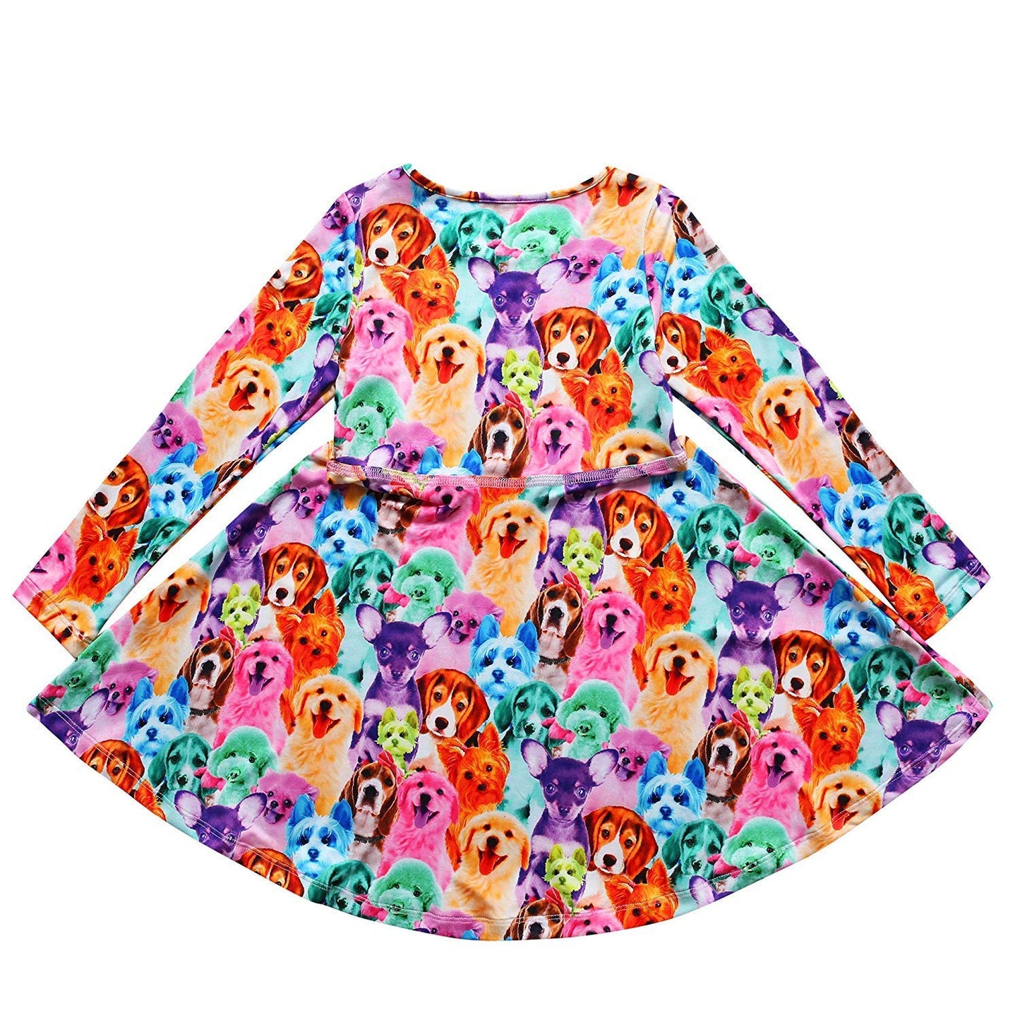 Rainbow Dog Dresses Matching Doll&Girls Long Sleeve Birthday Gifts 4T 5T