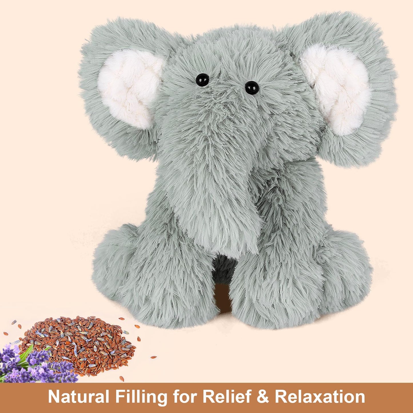 Suzzipals Warming Elephant Stuffed Animals, Microwavable Stuffed Animal Heating Pads For Cramps, Pain & Stress Relief, Heatable