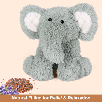 Suzzipals Warming Elephant Stuffed Animals, Microwavable Stuffed Animal Heating Pads For Cramps, Pain & Stress Relief, Heatable