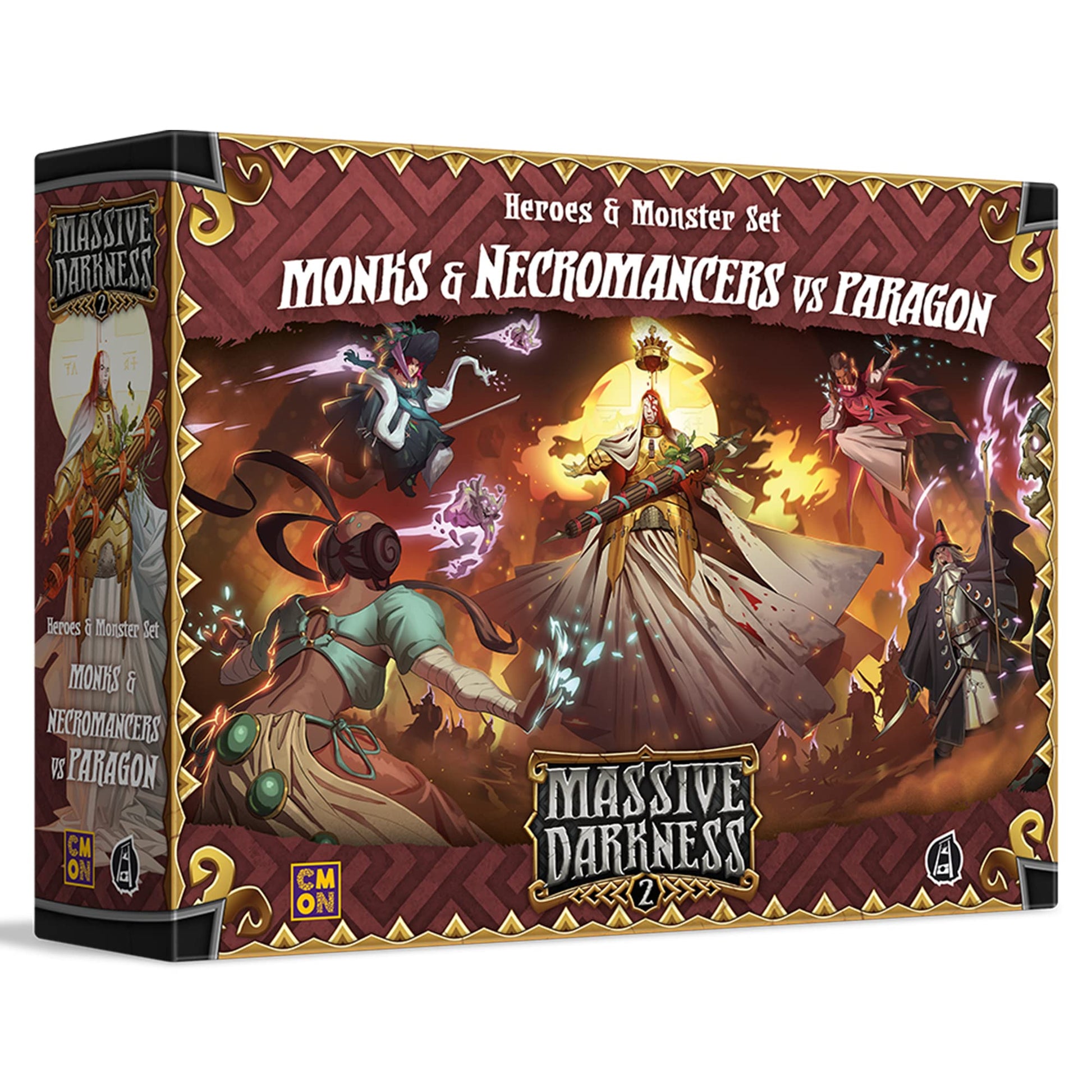 Massive Darkness 2 Monks And Necromancers Vs The Paragon Heroes And Monsters Expansion | Cooperative Strategy Game For Adults An