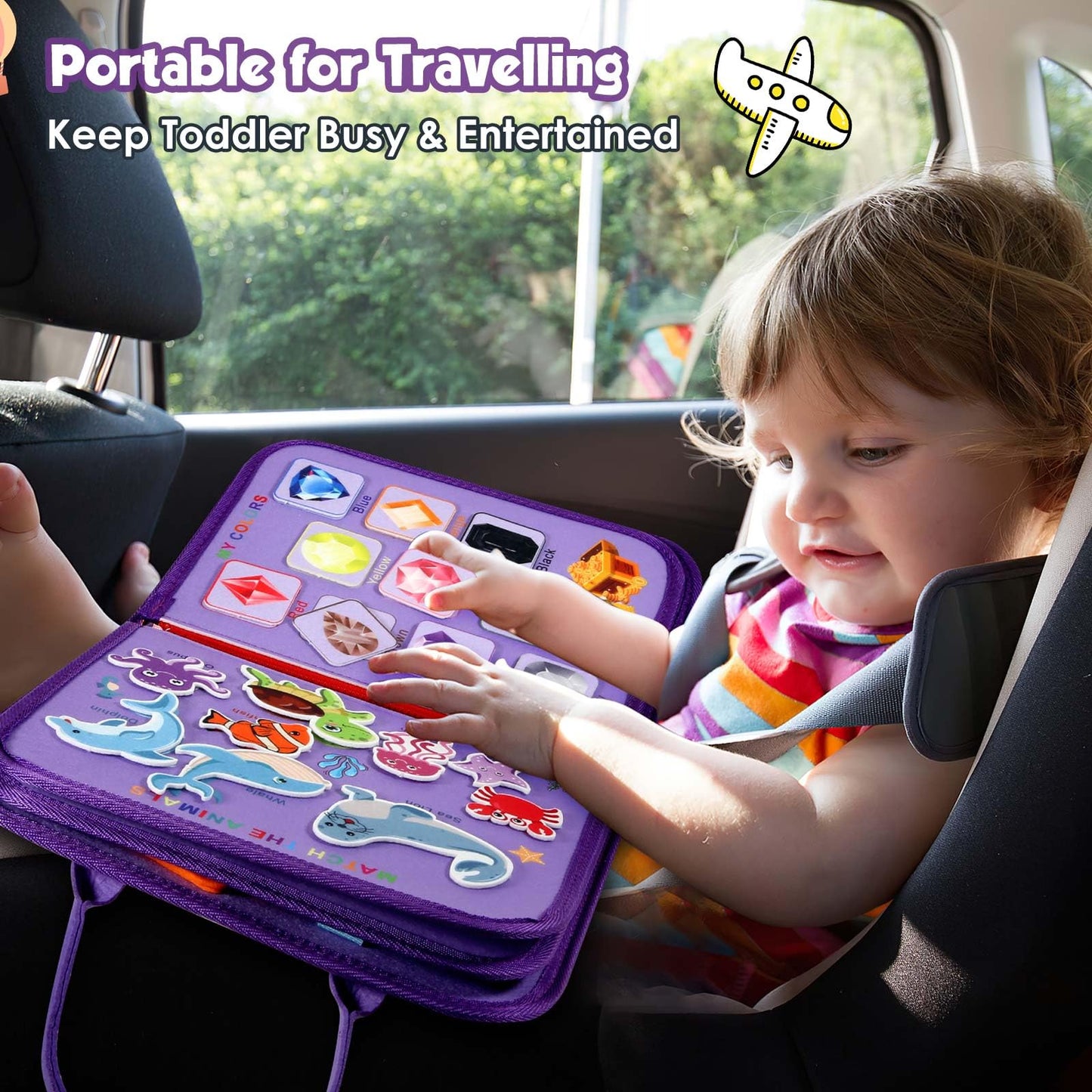 Winblo Toddler Busy Board - Montessori Toys For 2-3 Year Old Girl Birthday Gift - Busy Book For Toddlers, Montessori Educational Learning Travel Activities Toys For Kids Ages 2-4