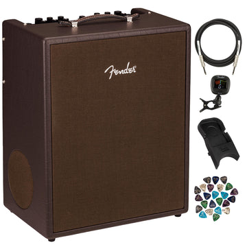 Fender Sfx Ii 2 X 100W Acoustic Guitar Amplifier Bundle With Instrument Cable, Amperstand Guitar Cradle, Tuner, And 24-Pack Pick