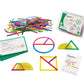 Edxeducation Geostix Deluxe Set - Learn Geometry With 100 Flexible Construction Sticks - Includes 2 Protractors And Activity Cards - Manipulative For Math, Art And Fine Motor Skills