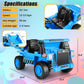 Hikole Kids Ride on Dump Truck with Remote Control, 12V 4WD Power Car Wheel with Dump Bed, Shovel, Bluetooth, Music Player, Ride