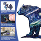 Yjacuing Wooden Jigsaw Puzzles For Adults, 300 Piece Unique Animal Shaped Premium 5Mm Wood Puzzles Family Game (Starry Bear, Lar