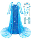 Aoiviss Princess Dresses For Girls Luxury Sequin Princess Costume Kids Fancy Dress Up For Halloween Carnival Party Cosplay