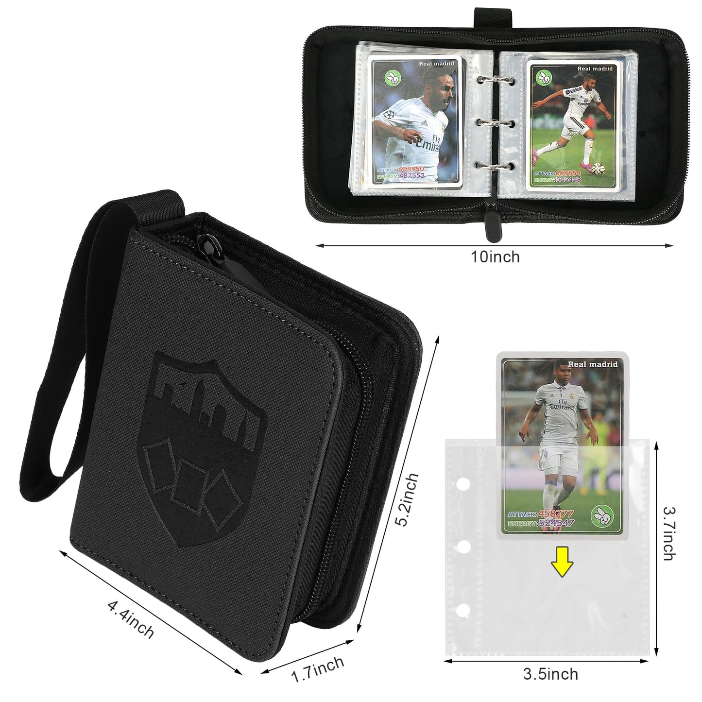 GERMUN Mini Card Binder 1 Pocket  80 Pockets Trading Card Binder  enhanced Small 2 Pocket Trading Card Collection Album Folder with 40 Sleeves Double Sided - Gifts for Kids (Black)