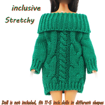 Bjdbus Winter Turtleneck Sweater Clothes For 11.5 Inch Girl Doll Accessories (Dark Green)