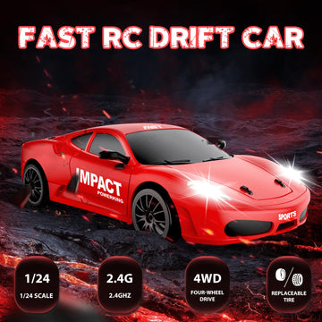 Yuan Plan Rc Drift Car, 2.4Ghz 1/24 High Speed Remote Control Car Rc Cars Drifting Rc Car Racing Car Model Vehicle, 4Wd Fast Dri