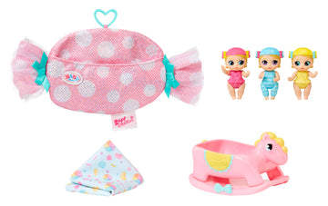 Baby Born Surprise Mini Babies Series 5 2.25'' - Unwrap Surprise Twins Or Triplets Collectible Baby Dolls With Soft Swaddle, Blanket, Rocking Horse, Age 3+ (918803)