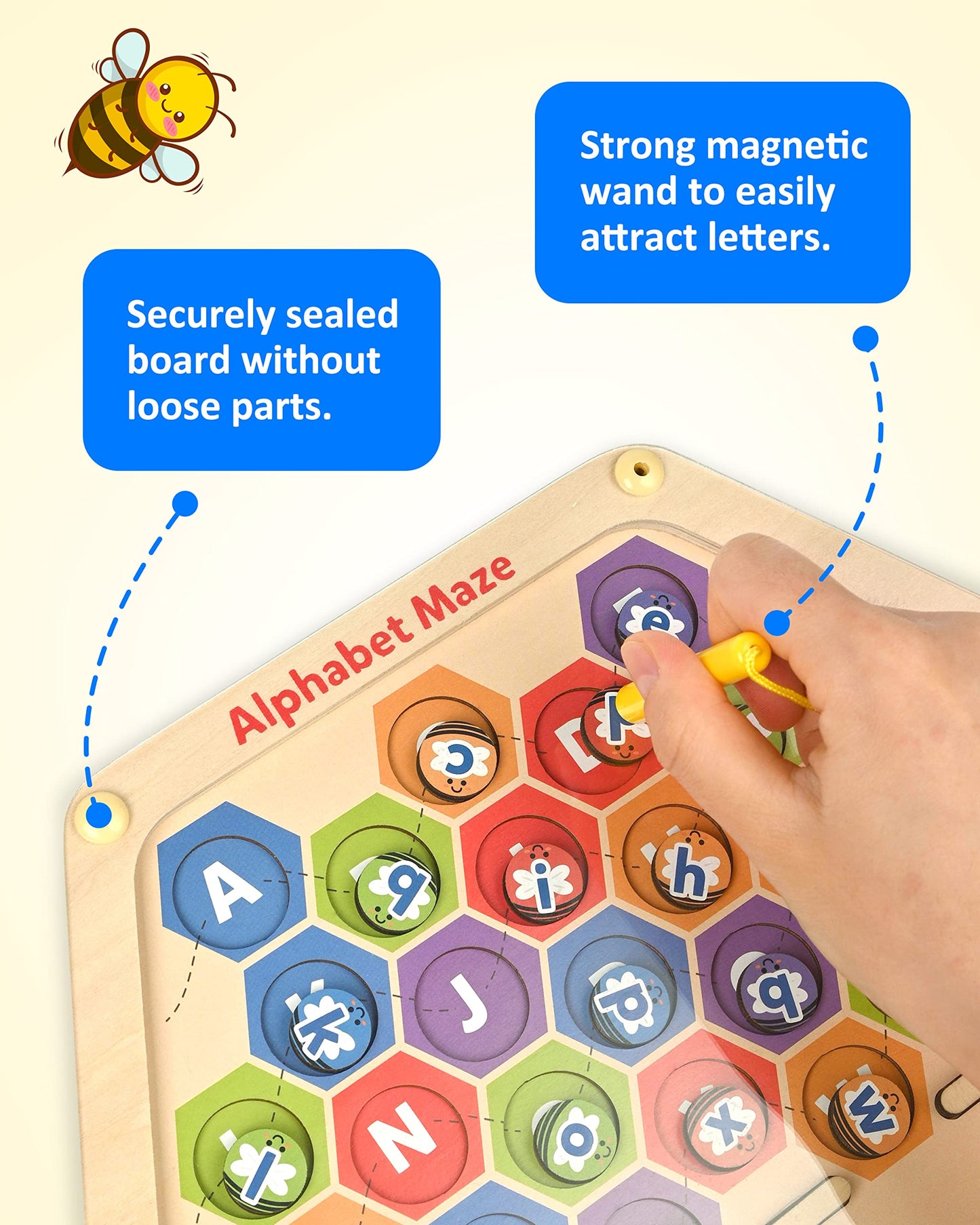 Coogam Magnetic Alphabet Maze Board Wooden Abc Letters Matching Puzzle Fine Motor Skills Montessori Educational Learning Toy Game For 3 4 5 Year Old Kids
