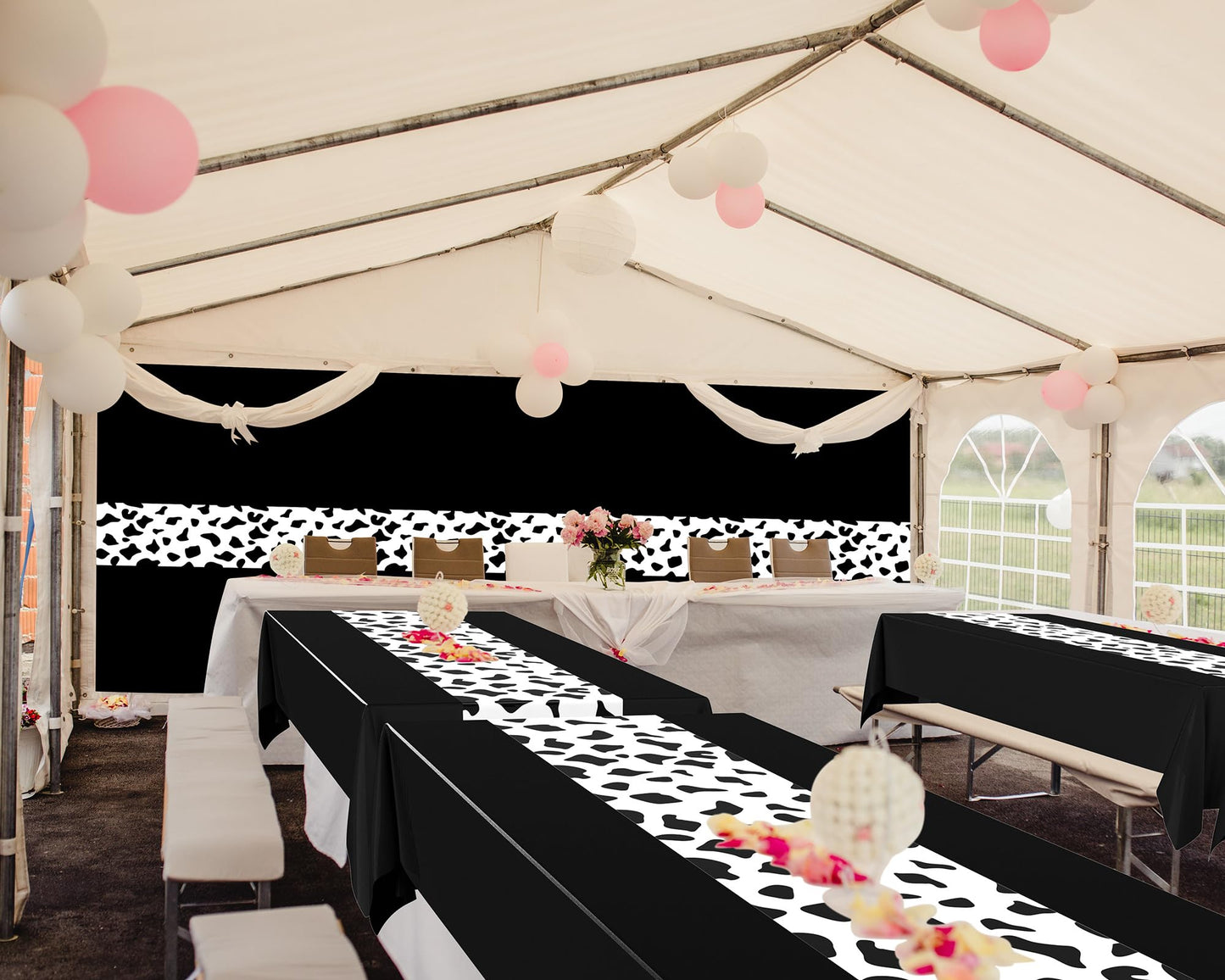 Remagr 54 x 108 Inch Cow Print Tablecloth Party Decor Western Table Runner Cowboy Cowgirl Plastic Rustic Disco Table Cover Highl