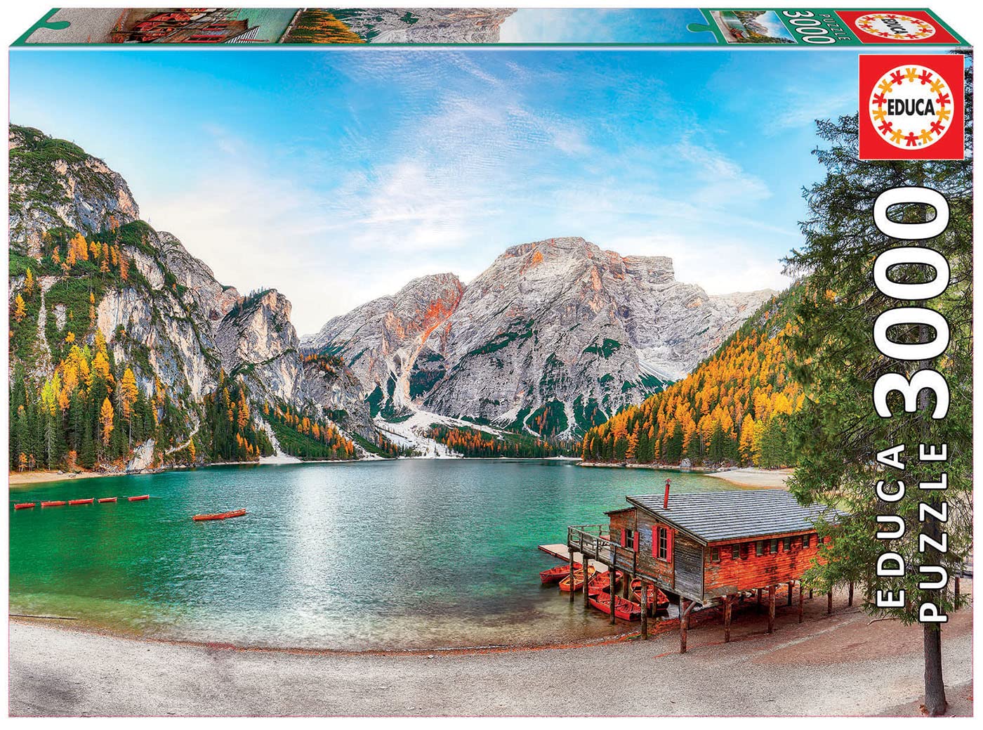 Educa - Braies Lake At Autumn - 3000 Piece Jigsaw Puzzle - Puzzle Glue Included - Completed Image Measures 47.25' X 33.5' - Ages 14+ (19281)