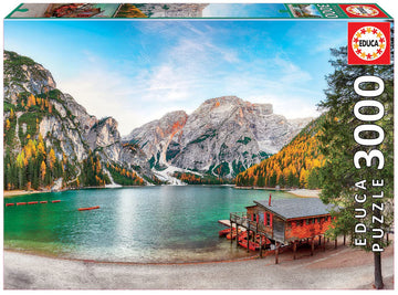 Educa - Braies Lake At Autumn - 3000 Piece Jigsaw Puzzle - Puzzle Glue Included - Completed Image Measures 47.25' X 33.5' - Ages 14+ (19281)