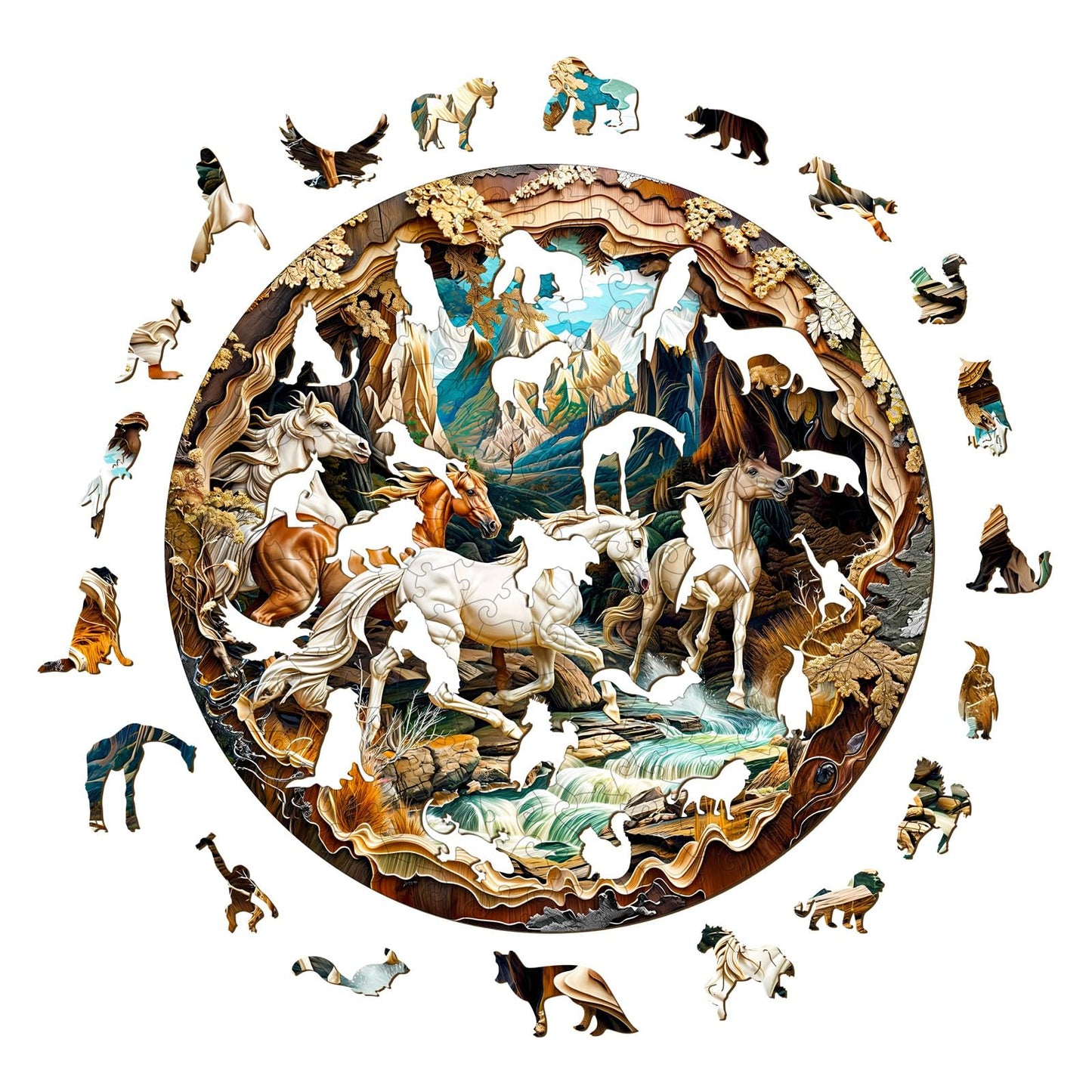 Welsky Wooden Puzzle for Adults - 3D Horse Jigsaw, 200pcs, Medium Size, Unique Design, Best Gift for Birthdays & Christmas
