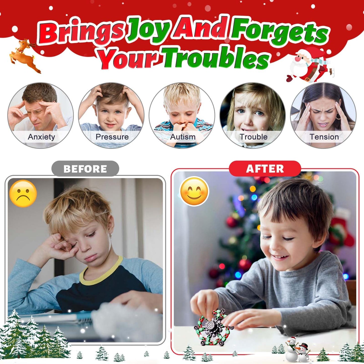 Gokeey Fidget Spinners For Kids And Adults Christmas Fidget Toys Gifts, Stress Relief Sensory Toys For Boys And Girls Fingertip