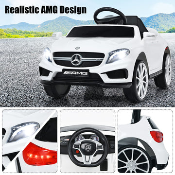 Olakids Kids 12V Electric Ride On Car, Licensed Mercedes Benz Gla45 Vehicle For Toddler With Control Remote, Battery Powered Toy With Music, Usb, Mp3, 2 Speeds, Wheels Suspension, Led Lights (White)