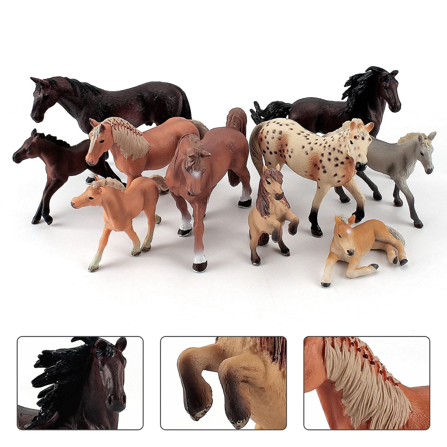 Lc Joycre 10Pcs 5-6 Inch Big Realistic Horses Club Trakehner Foal Clydesdale Horse Figurine Hanoverian Foal Figure Morgan Horse