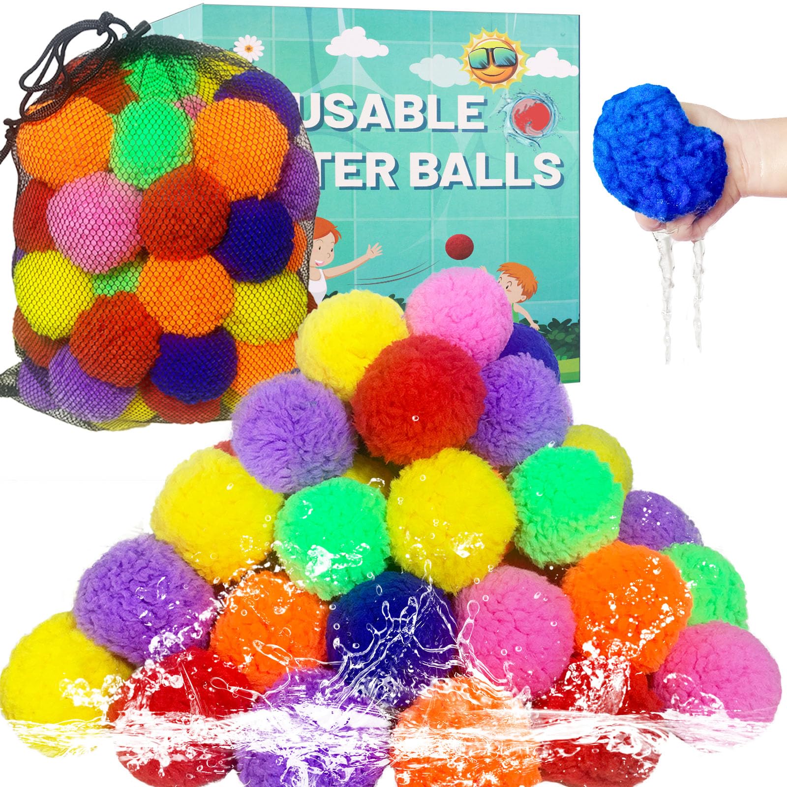 YUANDJO Reusable Water Balls, Reusable Water Balloons for Outdoor Toys and Games, Water Toys for Kids and Adults Boys and Girls,