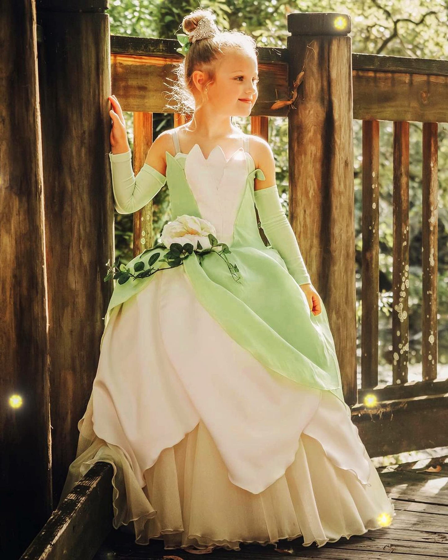 Axaxa Princess Tiana Costume For Girls Princess And The Frog Costume With Accessories 2-3 Years