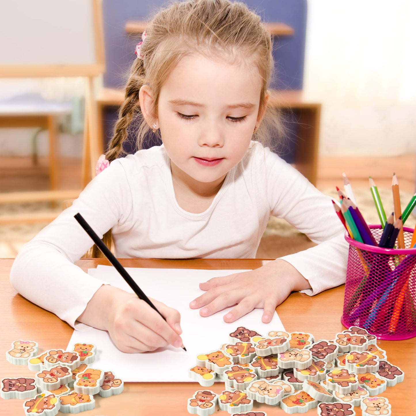 Yopyame 60Pcs Spring Flower Butterfly Mini Eraser For Kids Bulk Assorted Novelty Tiny Pencil Eraser Cute Puzzle Eraser Desk Pet