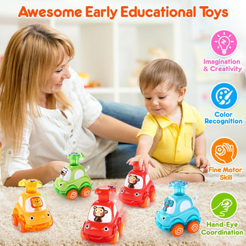 Palmatte Press and Go Cars Toys for 1 Year Old Boys & Girls - Perfect Birthday Gift for Toddlers 1-3, Baby Toy for 12-18 Months