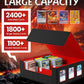 Newloop Trading Cards Storage Box - 6-Window Display 2400+ Tcg Pkm Commander Deck Case With 6 Card Holders For Magic The Gatheri