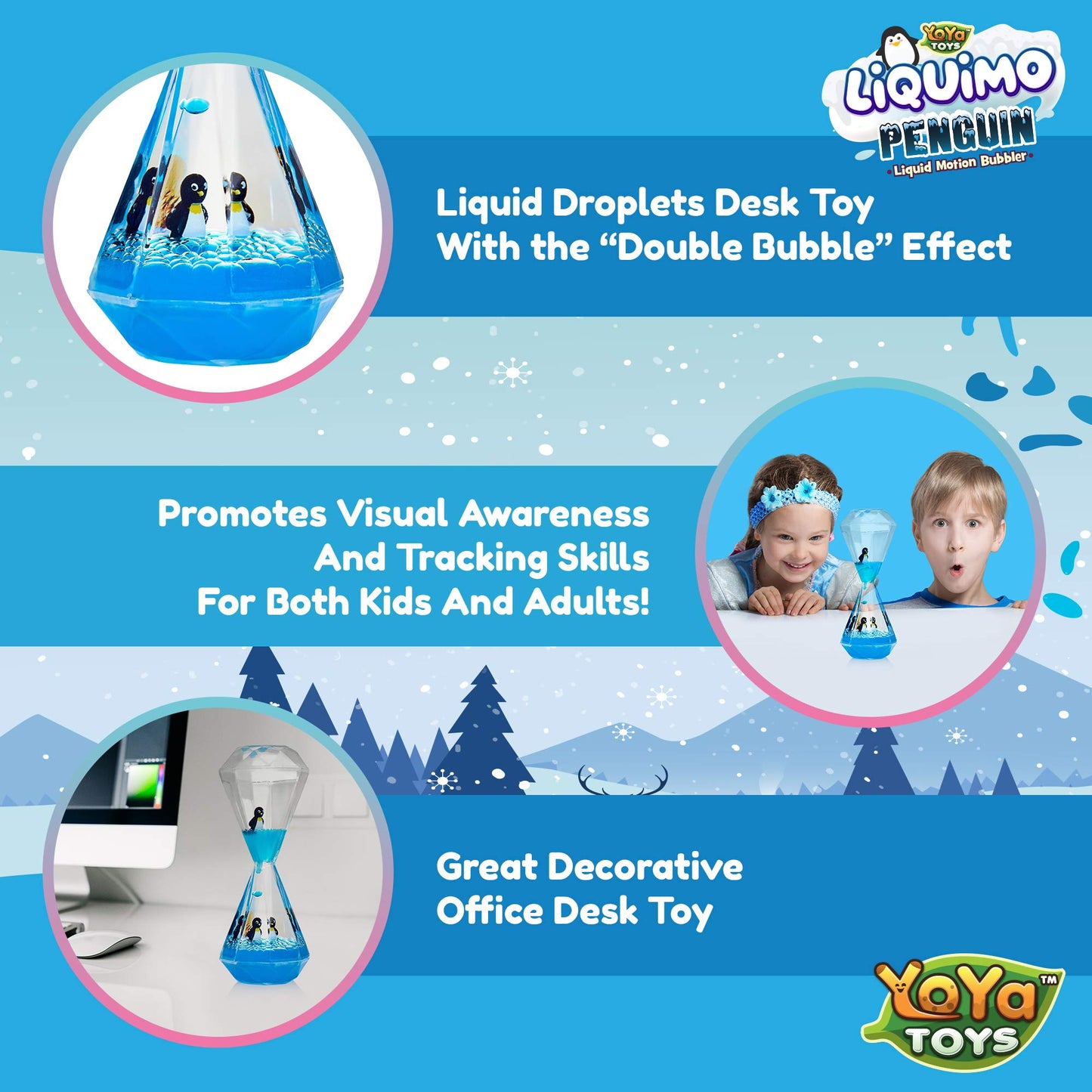 YoYa Toys Liquimo Penguin - Liquid Motion Bubbler for Kids and Adults - Penguin Theme - Satisfying Toys for Stress and Anxiety R