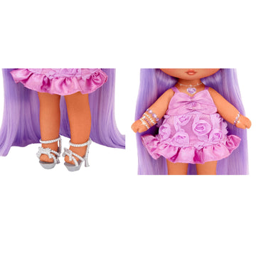 Na! Na! Na! Surprise Sweetest Gems™ Valentina Lovely 7.5 Doll - Amethyst Birthstone, Purple Hair, Satin Dress, Poseable Toy for Kids 5+