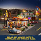 FUNWHOLE City Gas-Station Building Bricks Set - 1608 Pcs Modular Car Service Station - LED Light - Large - Model F9065-MT-EU