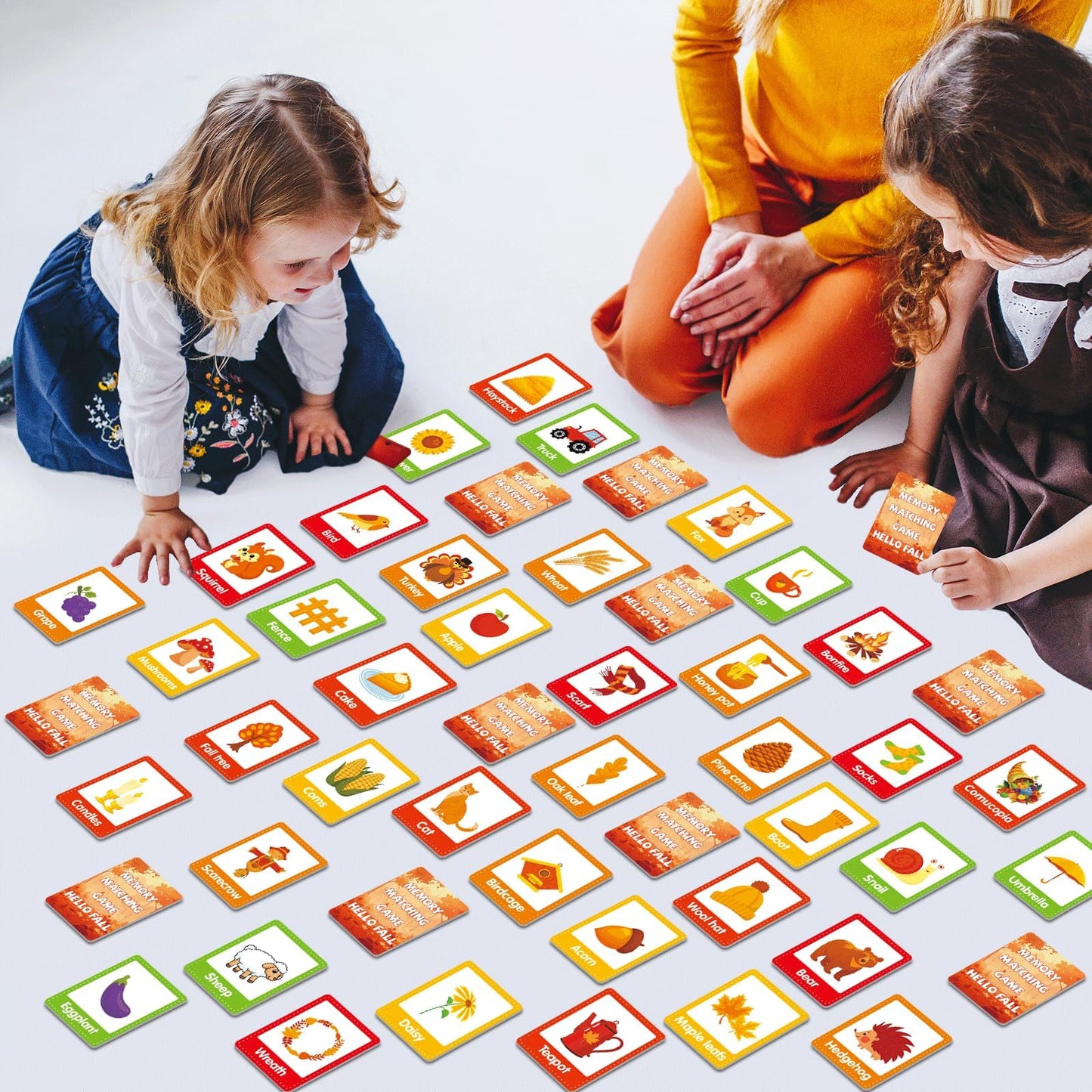 gisgfim 50 Pairs Thanksgiving Memory Matching Game Happy Fall Concentration Memory Games for Kids Educational Ages 3-8 A Fun & F