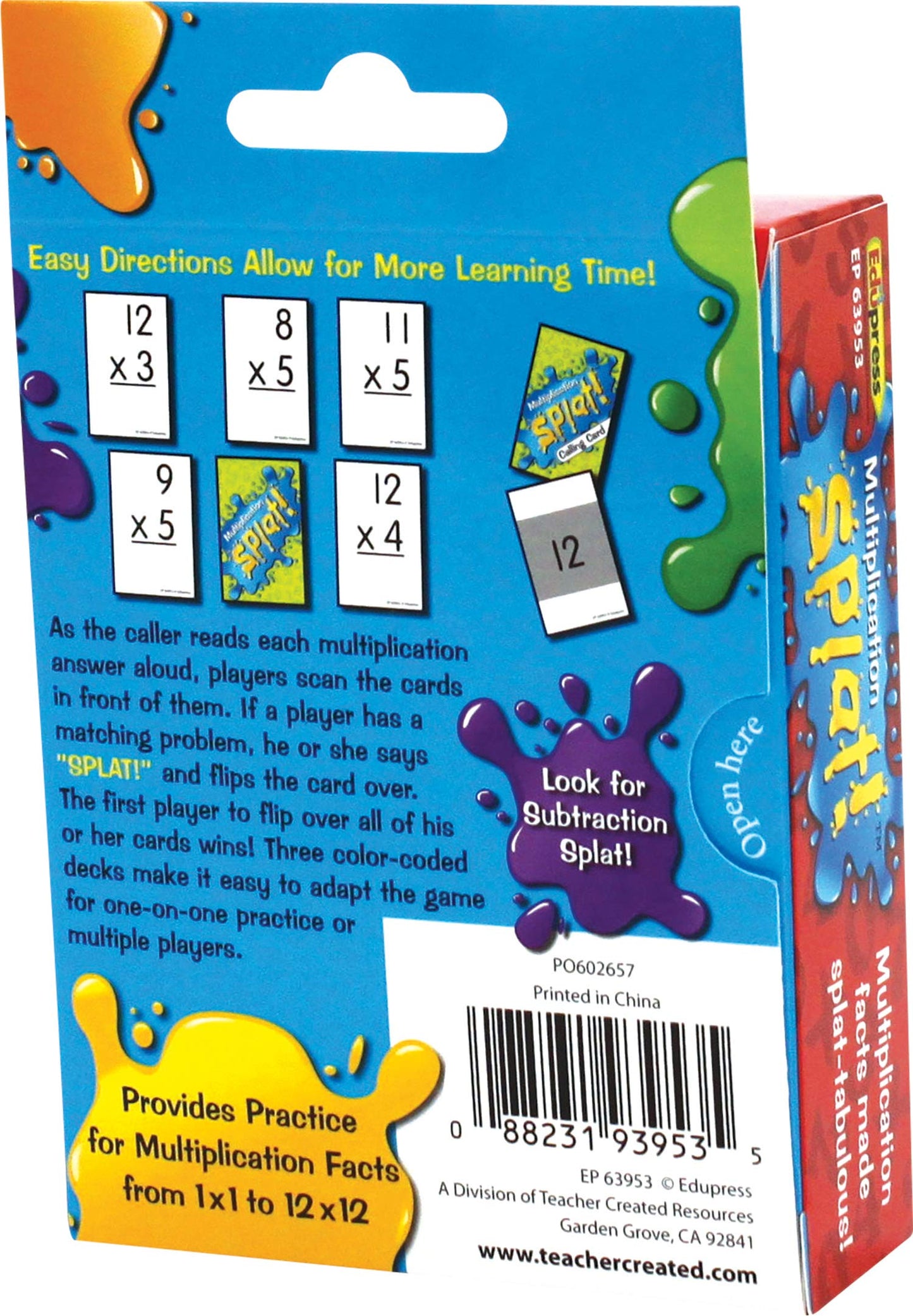 Teacher Created Resources Edupress Ep63953 Math Splat Game: Multiplication