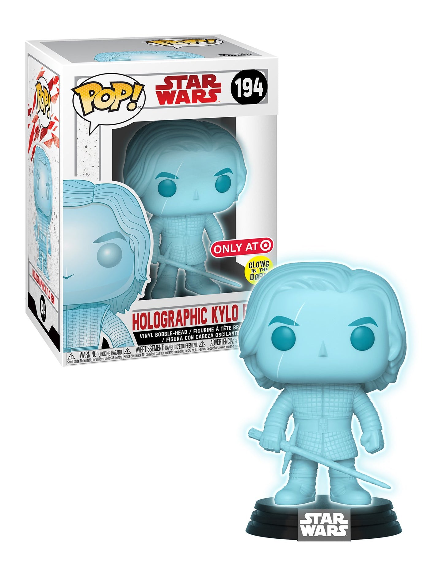 Funko Pop! Star Wars Holographic Kylo Ren 194 Target Exclusive Comes With Chalice Collectible Case