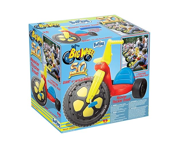 The Original Big Wheel Giant 16" Tricycle - Blue/Yellow/Red, 3-Position Seat, Kid Powered, Ages 3-8, Model 19053