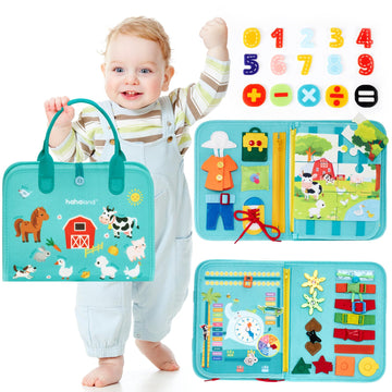 Hahaland Busy Board For Toddlers Boys Girls - Montessori Farm Animals Toys For 3+ Year Old Preschool Learning Activities Travel Toys