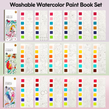 Watercolor Painting Coloring Books Arts & Crafts Kit, Pocket Watercolor Paint Bookmarks, Mess Free Paint With Water Set, Travel Activities Art Party Favors Exchange Birthday Gifts For Kids
