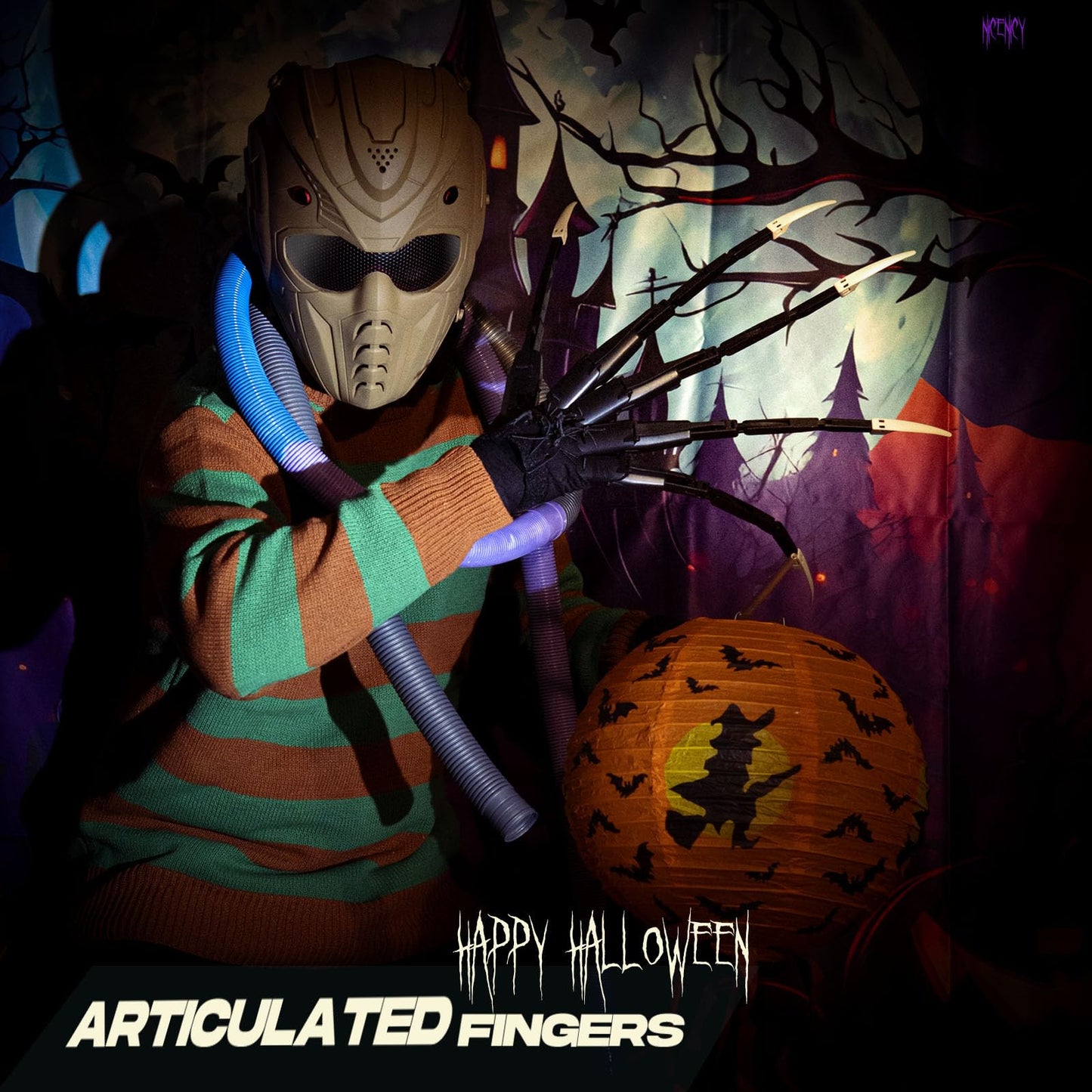 Nicenicy New Articulated Finger Extensions With Fingernails, Halloween Articulated Fingers With Fingernails, Long Finger Claw Wi
