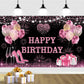 YinQin 180x120 cm Pink Gold Happy Birthday Backdrops Cloth 71x47 in. Birthday Photography Backgrounds Glitter Black Rose Gold Bi